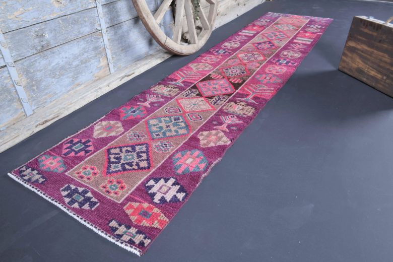 3x11 Hand-Knotted Vintage Runner Rug