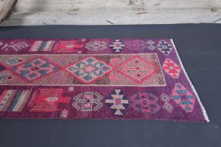 3x11 Hand-Knotted Vintage Anatolian Runner Rug - Thumbnail