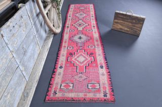 3x11 Handwoven Wool Vintage Runner Rug - Thumbnail