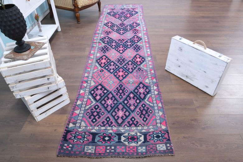 3x11 Hand-Knotted Vintage Runner Rug