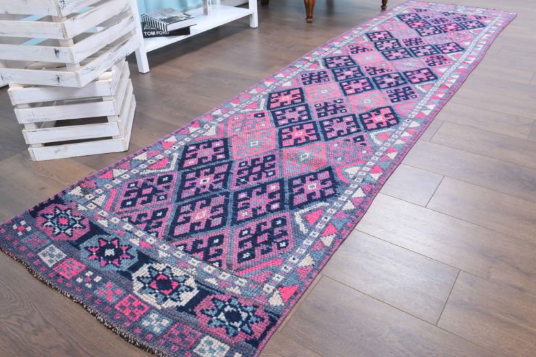 3x11 Hand-Knotted Vintage Runner Rug