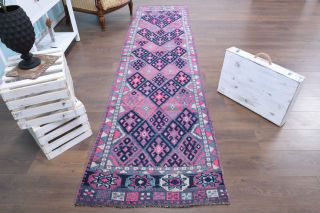 3x11 Hand-Knotted Vintage Anatolian Runner Rug - Thumbnail