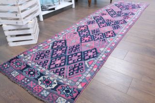 3x11 Hand-Knotted Vintage Anatolian Runner Rug - Thumbnail