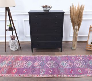 3x11 Hand-Knotted Wool Vintage Runner Rug - Thumbnail