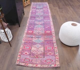 3x11 Hand-Knotted Wool Vintage Runner Rug - Thumbnail