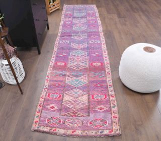 3x11 Hand-Knotted Wool Vintage Runner Rug - Thumbnail