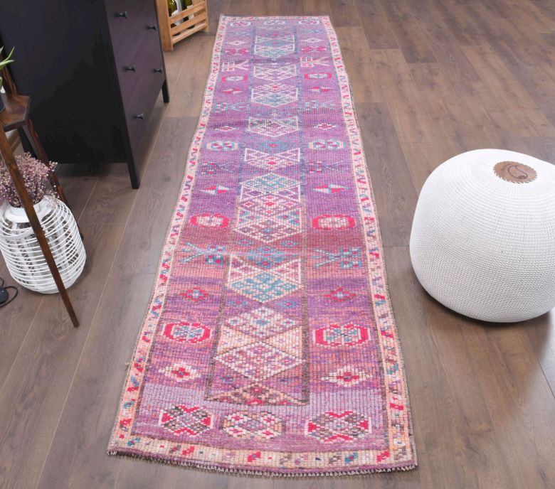 3x11 Hand-Knotted Wool Vintage Runner Rug