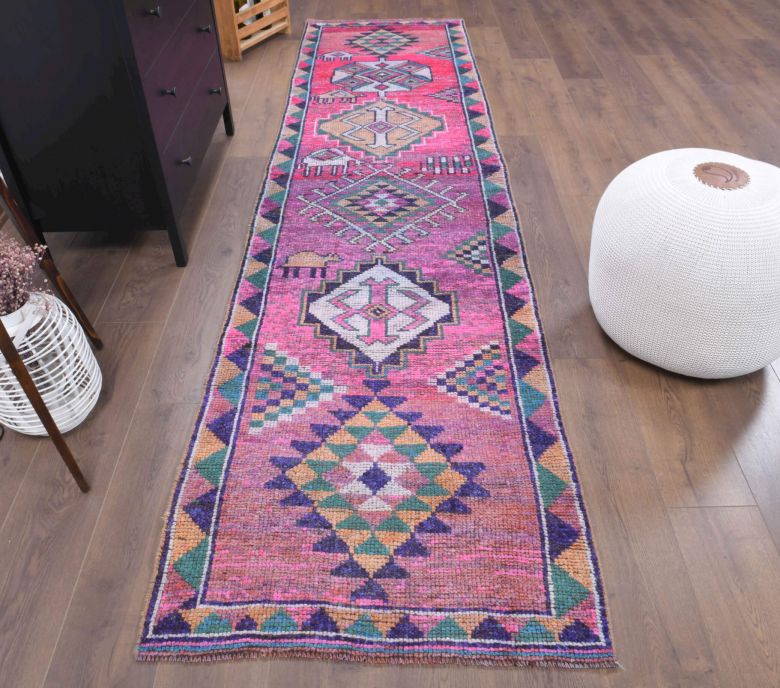 3x11 Hand-Knotted Vintage Runner Rug