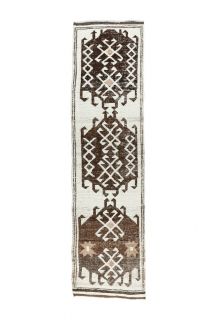 Vintage White Runner Rug - Thumbnail