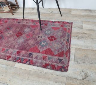 3x12 Vintage Triangular Lavender Colored Rug Runner - Thumbnail