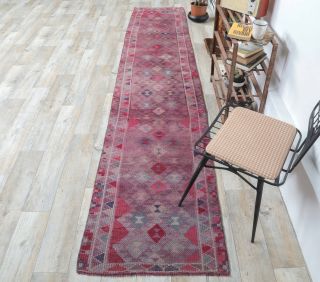 3x12 Vintage Triangular Lavender Colored Rug Runner - Thumbnail