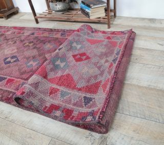 3x12 Vintage Triangular Lavender Colored Rug Runner - Thumbnail