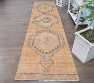 Vintage Pastel Orange Runner Rug - Thumbnail