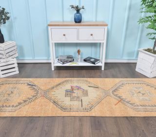 Vintage Pastel Orange Runner Rug - Thumbnail