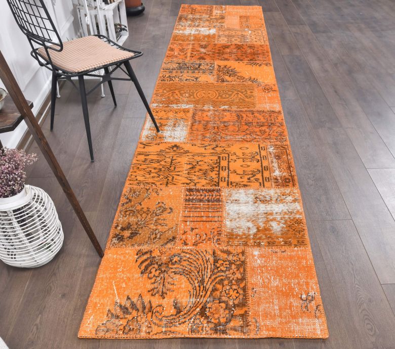 3x13 Vintage Handwoven Orange Runner Rug