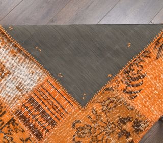 3x13 Vintage Handwoven Orange Runner Rug - Thumbnail