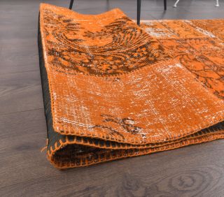 3x13 Vintage Handwoven Orange Runner Rug - Thumbnail