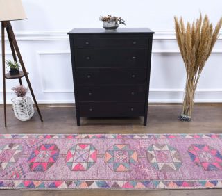 Vintage Hand-Knotted Runner Rug - Thumbnail