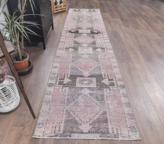 Purple Faded Vintage Runner Rug - Thumbnail