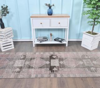 Purple Faded Vintage Runner Rug - Thumbnail