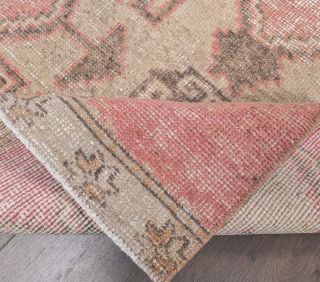 Vintage Soft Pink Runner Rug - Thumbnail