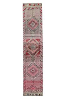 3x13 Wool Vintage Anatolian Runner Rug - Thumbnail