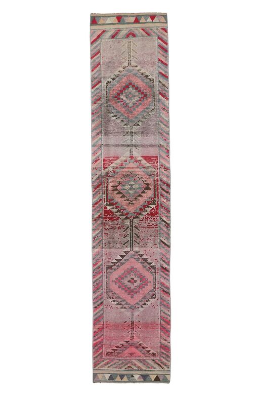 3x13 Wool Vintage Anatolian Runner Rug