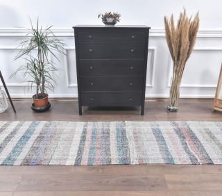 3x17 Vintage Handwoven Long Runner Rug - Thumbnail