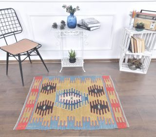 3x4 Vintage Handmade Kilim Small Rug - Thumbnail