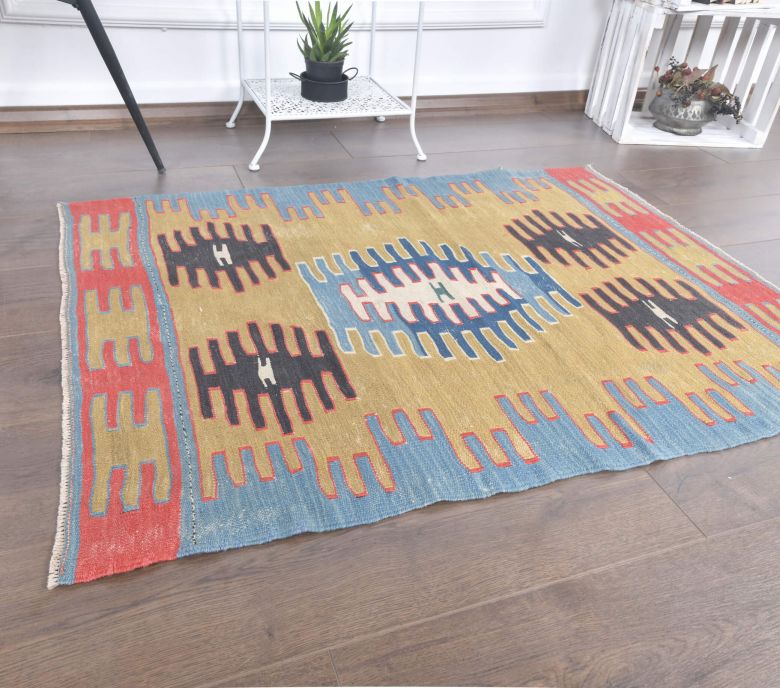 3x4 Vintage Handmade Kilim Small Rug