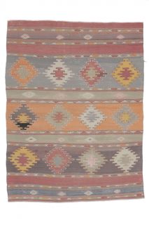 3x4 Vintage Handmade Pastel Small Rug - Thumbnail