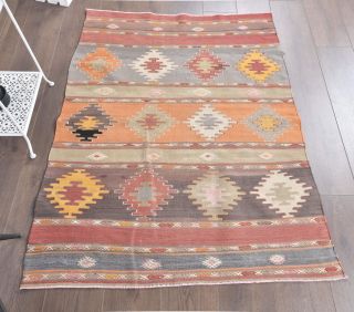 3x4 Vintage Handmade Pastel Small Rug - Thumbnail