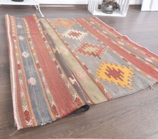 3x4 Vintage Handmade Pastel Small Rug - Thumbnail