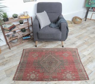 3x4 Vintage Handmade Small Area Rug - Thumbnail