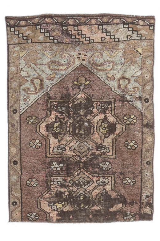 3x4 Vintage Handmade Small Brown Rug