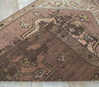 3x4 Vintage Handmade Small Brown Rug - Thumbnail