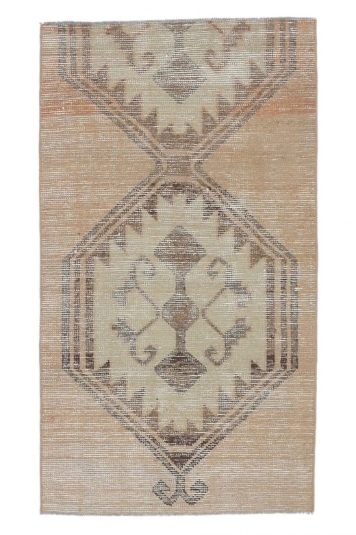 3x5 Vintage Beige Diamond Handmade Small Area Rug