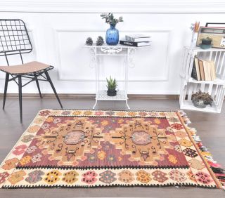 3x5 Vintage Handmade Kilim Small Rug - Thumbnail