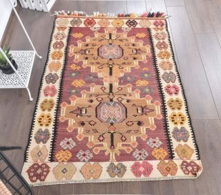 3x5 Vintage Handmade Kilim Small Rug - Thumbnail