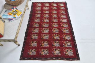 Ikat Design Vintage Small Rug - Thumbnail