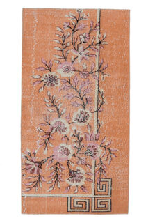 3x5 Vintage Orange Floral Handmade Small Area Rug - Thumbnail