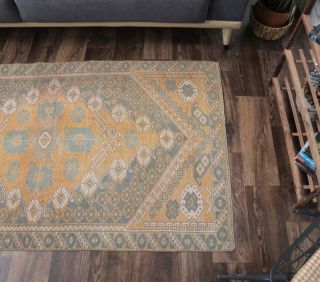 3x6 Semi-Antique Hand-knotted Area Orange Rug - Thumbnail