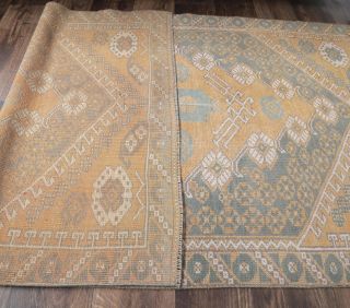 3x6 Semi-Antique Hand-knotted Area Orange Rug - Thumbnail