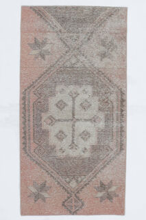 3x6 Vintage Handmade Geometric Area Rug - Thumbnail