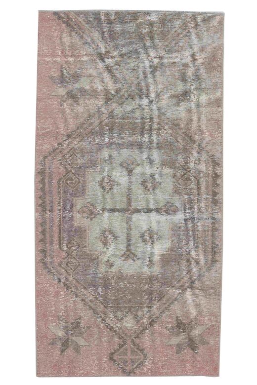 3x6 Vintage Handmade Geometric Oushak Area Rug