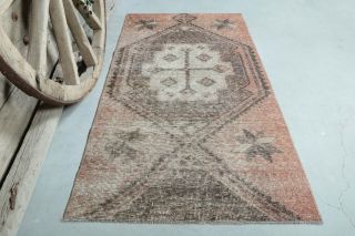 3x6 Vintage Handmade Geometric Area Rug - Thumbnail