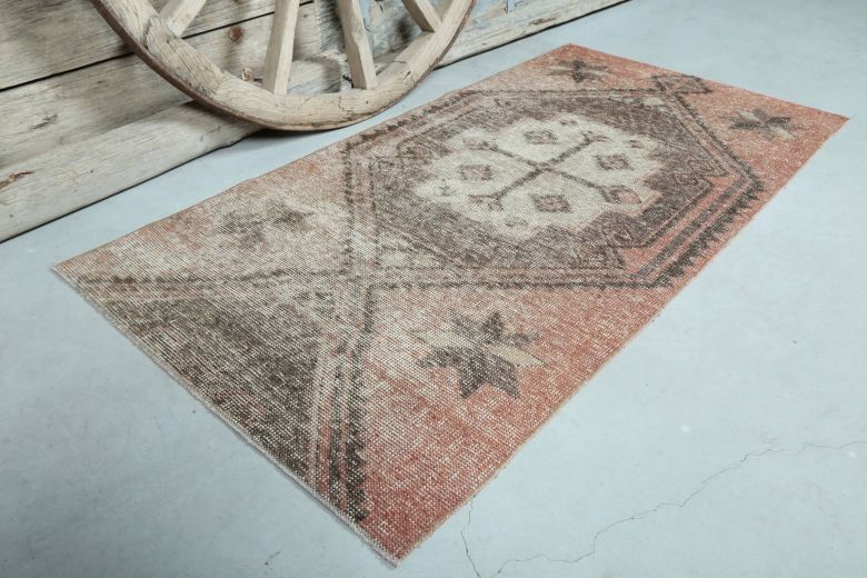 3x6 Vintage Handmade Geometric Area Rug