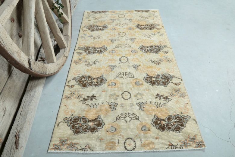 3x6 Vintage Handwoven Retro Floral Rug Runner