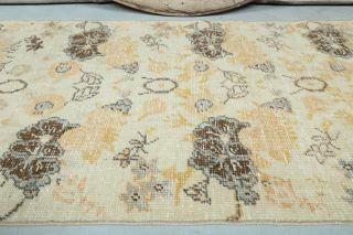 3x6 Vintage Handwoven Retro Floral Rug Runner - Thumbnail