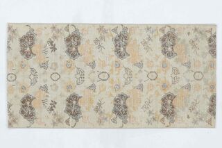 3x6 Vintage Handwoven Retro Floral Anatolian Rug Runner - Thumbnail